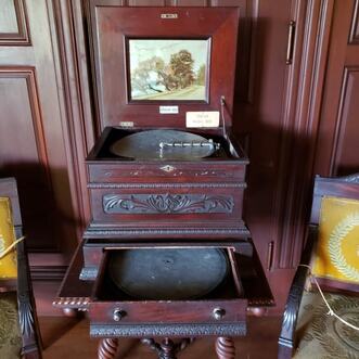 A Swiss music box at the notoriously haunted Wilson Castle in Proctor, Vermont.