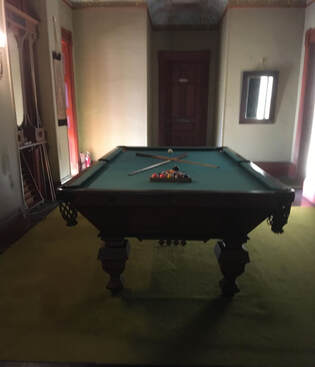 The pool table at the notoriously haunted Wilson Castle in Proctor, Vermont.